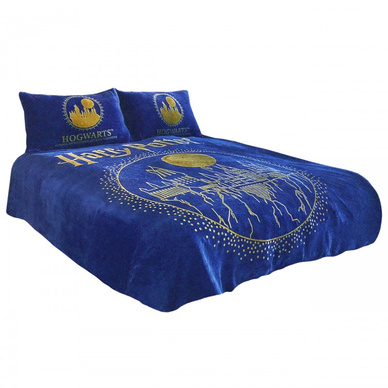 Harry Potter Ropa de cama Juego de cama polar de 200x200 cm, azul, amarillo  OEKO-TEX - Sarcia