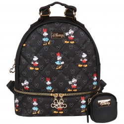 DISNEY Myszka Mickey i Minnie Plecak + saszetka, czarny, pikowany, mały
