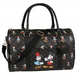 Disney Mickey Minnie Mouse Big Black Quilted Travel Bag 45x28x19cm