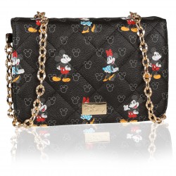 Myszka Mickey i Minnie Disney Mała czarna torbka, pikowana, łańcuszek 19x13 cm