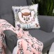 Bambi Disney Kwadratowa poduszka z frędzlami, miętowa, kremowa 45x45 cm