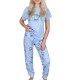 Stitch Disney Damska piżama na krótki rękaw, dwuczęściowa, bawełniana, bielizna nocna