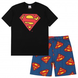 Superman Męska piżama na krótki rękaw, czarno-niebieska