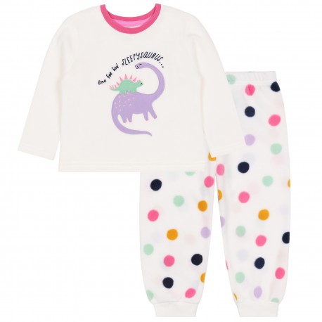 Dinozaur Biała piżama niemowlęca w groszki