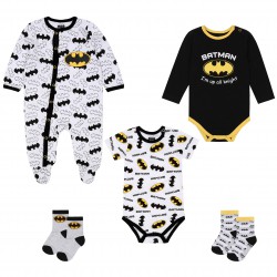 Batman Komplet niemowlęcy dla chłopca body, pajacyk + skarpetki GRATIS