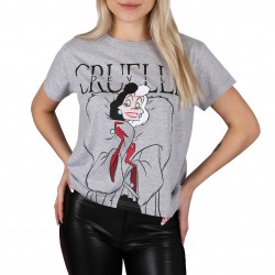 101 Dalmatyńczyków Cruella de Vil Szara koszulka damska na krótki rękaw, bawełniana