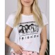 FRIENDS Biało-różowa Bawełniana piżama damska na krótki rękaw, letnia piżama