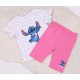 Disney Stitch Biało-różowy komplet niemowlęcy w kropki, koszulka+ spodenki