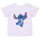 Disney Stitch Biało-różowy, bawełniany komplet niemowlęcy w kropki, koszulka+ spodenki