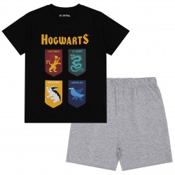 Harry Potter Chłopięca piżama na krótki rękaw, czarno-szara letnia piżama