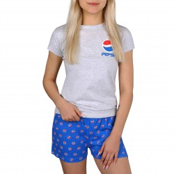 PEPSI Dziewczęca piżama z krótkimi spodniami, szaro-niebieska letnia piżama