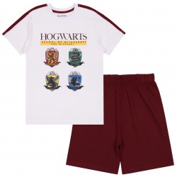 Harry Potter Chłopięca piżama z krótkimi spodniami, biało-bordowa letnia piżama