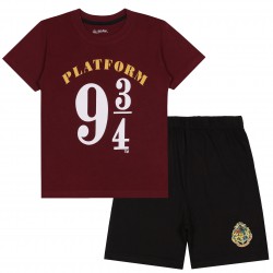 Harry Potter Platforma 9 3/4 Chłopięca piżama, letnia piżama dla chłopca, bordowo-czarna