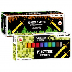 Pixel Game Zestaw przyborów plastycznych dla chłopca: plastelina + farby plakatowe