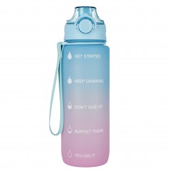 Różowo-niebieska, plastikowa butelka/bidon ombre z podziałką 750ml