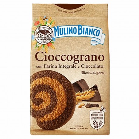 MULINO BIANCO Cioccograno Włoskie, kruche ciastka z mąki razowej i ciemnej czekolady 330g