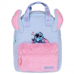 DISNEY Stitch Plecak damski mięciutki, sherpa, niebiesko-różowy