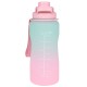Zielono-różowa, plastikowa butelka/bidon z podziałką 2,3l