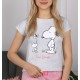 Snoopy Fistaszki szaro-różowa piżama dziewczęca na krótki rękaw, letnia piżama w paski