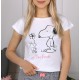 Snoopy Fistaszki Biało-granatowa piżama dziewczęca na krótki rękaw, letnia piżama w paski