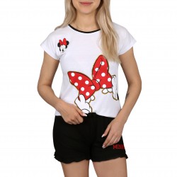 Myszka Minnie Disney Biało-czarna piżama na krótki rękaw, letnia piżama