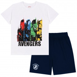 Avengers Marvel Pijama de verano de manga corta para niño blanco y azul marino