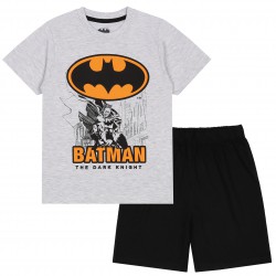 Batman pijama de verano de manga corta gris y negro para niño