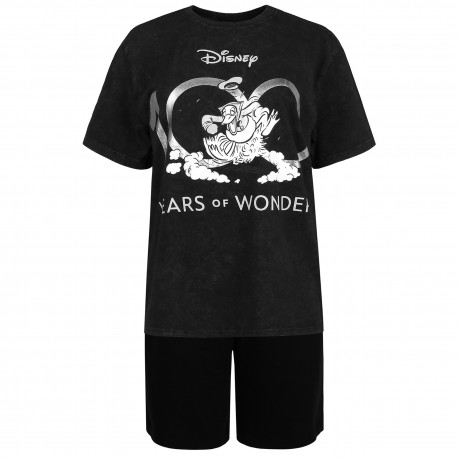 Disney męska piżama na krótki rękaw, letnia piżama czarno-szara
