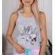 Grey Top &amp; Pink Shorts Pyjama Set For Ladies PARTY ANIMALS  Love To Lounge