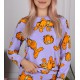 Garfield Damska piżama z długimi rękawami, fioletowa piżama