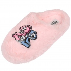 Stitch i Andzia Disney Różowe, futrzane papcie/kapcie, obuwie domowe