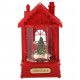 Świąteczny lampion LED, czerwony domek, pozytywka 12x9x19,5cm