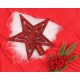 Czerwona gwiazda na choinkę, błyszczący czubek 20 cm