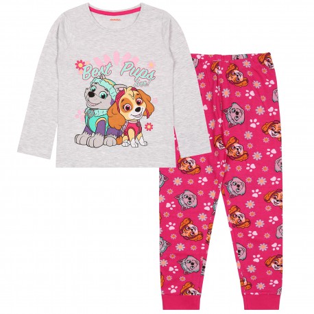 Psi Patrol Skye Everest Dziewczęca, szaro-różowa piżama z długimi rękawami, piżama z długimi spodniami