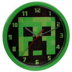Minecraft Zielony zegar ścienny analogowy 25 cm
