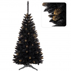 Czarna, sztuczna choinka świąteczna świerk ghana PVC, złoty 120cm