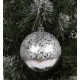 Plastic Christmas baubles with glitter 8 cm, set of silver baubles, Christmas decorations, 6 pieces.