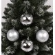 Silver julgranskulor med glitter, set med plastdekorationer, juldekorationer 8 cm, 6 stycken.
