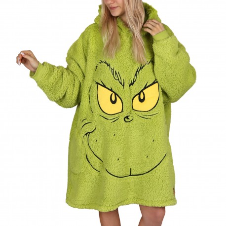 Grinch Sweat-shirt/robe/couverture unisexe vert avec capuche, snuddie avec poches