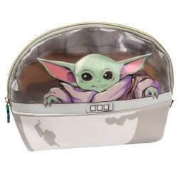 Star Wars Baby Yoda- Beżowa, pojemna kosmetyczna podróżna
