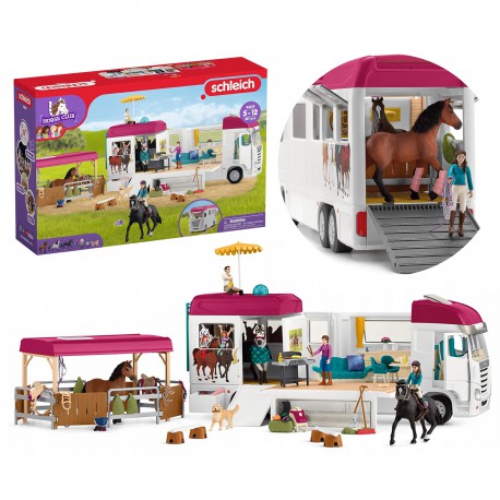 Schleich Horse Club - Camion de transport de chevaux, transporteur de chevaux + accessoires 5+