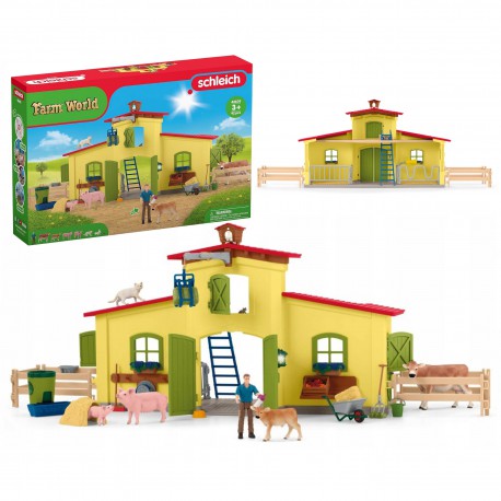 Schleich Farm World - Grande ferme avec animaux et accessoires, ensemble de figurines pour enfants à partir de 3 ans