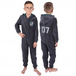 Grey/Green, All In One Piece Pyjama, Hooded Onesie For Boys Slytherin HARRY POTTER