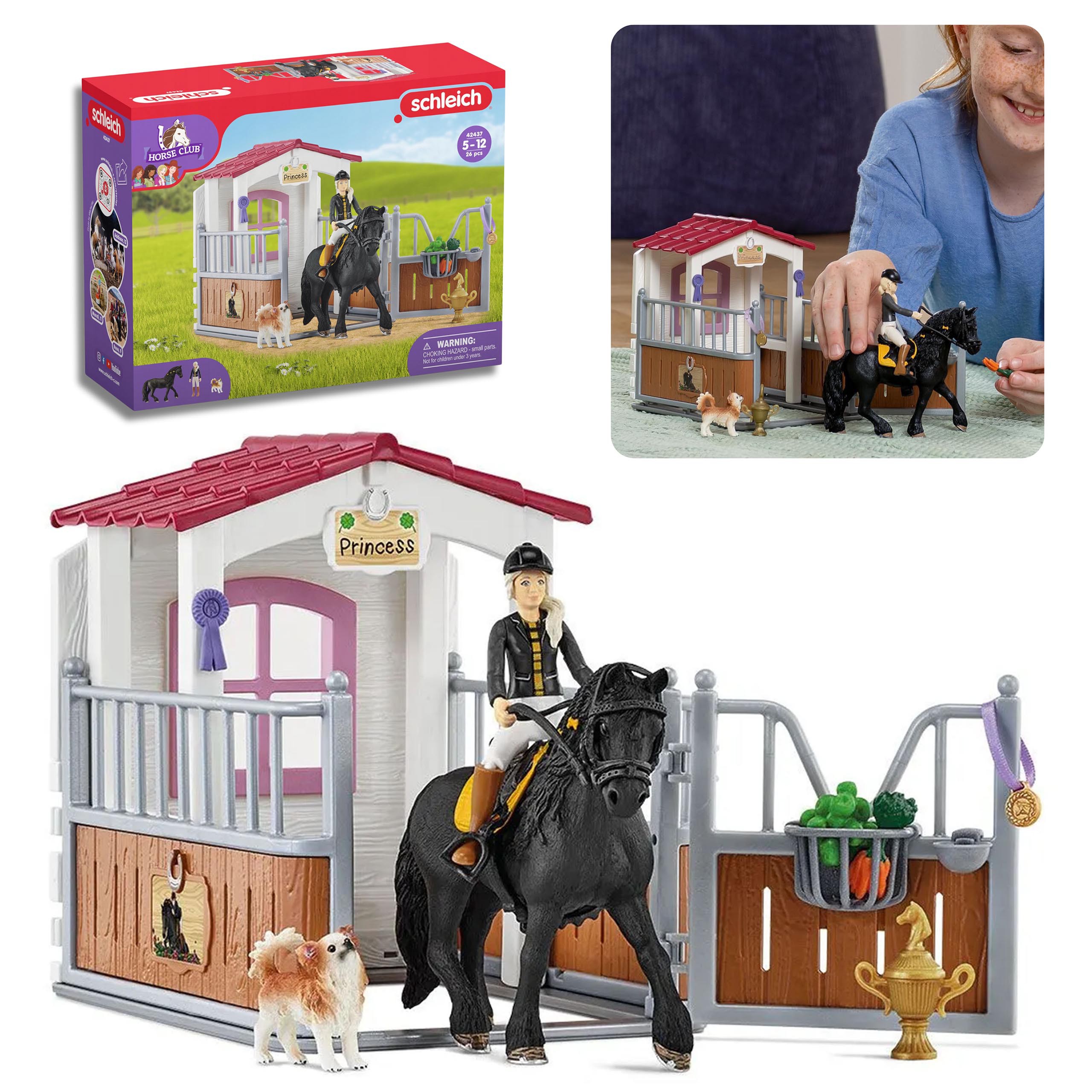 Schleich Horse Club - Box per cavalli, recinto per cavalli Tori & Princess  5+ - Sarcia