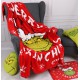 Grinch Czerwona narzuta/koc, świąteczny koc 130x160 cm OEKO-TEX