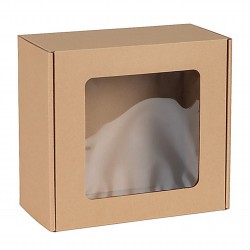 Kwadratowe pudełko fasonowe z okienkiem, pudełko prezentowe 20x20x10 cm