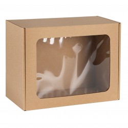 Prostokątne pudełko fasonowe z okienkiem, pudełko prezentowe 25x20x10 cm