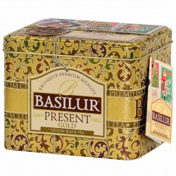 BASILUR Present Gold- czarna herbata liściasta w ozdobnej puszce, świąteczna herbata 100g
