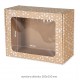 Prostokątne pudełko fasonowe z okienkiem, pudełko prezentowe z białym nadrukiem geometrycznym 25x20x10 cm