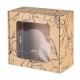 Prostokątne pudełko fasonowe z okienkiem, pudełko prezentowe z z czarnym nadrukiem kwiaty 20x20x10 cm